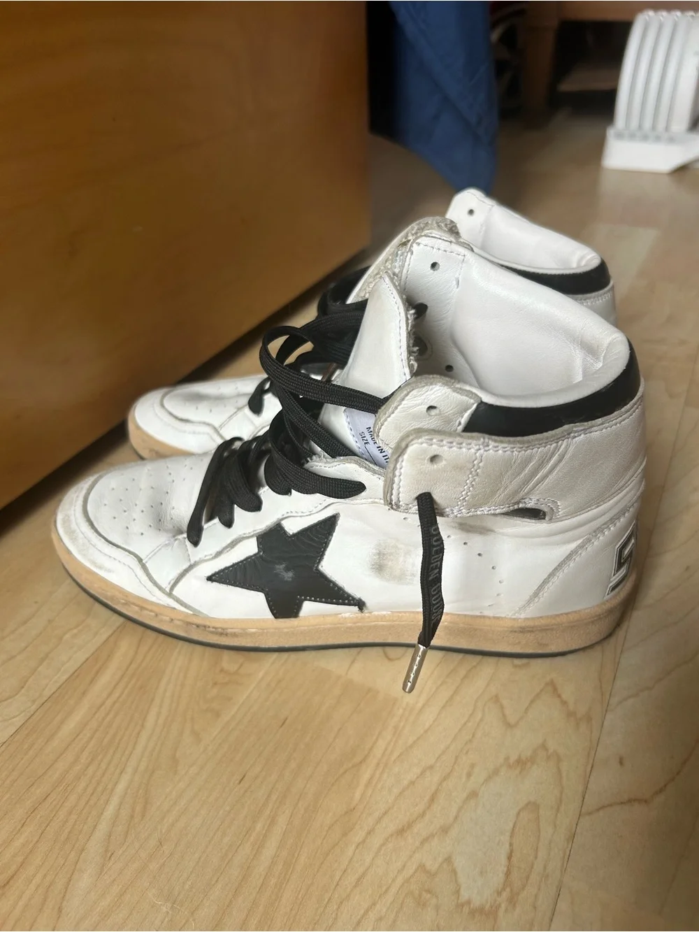 Golden Goose White & Black High-Top Sneakers - Star Detail